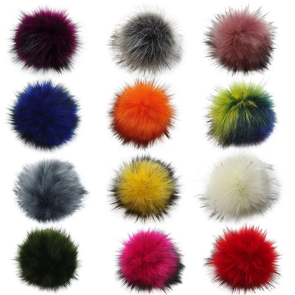 Fashion Cute DIY Knitting Hats Accessires-Faux Fake Fur high quality Pom Pom Ball with Elastic Band