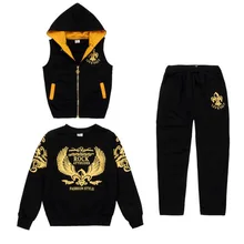 Boys 6-14 Years Sports 3 PCS Set(R Vest+ Pullover Hoodies+ Long Pant) Fashion Soft Cotton Spring Autumn Suits Big Boys Sets