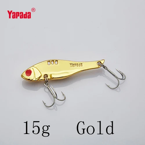 YAPADA VIB 307 длинный нож 10 г/15 г/20 г/25 г тройной крючок 50 мм/57 мм/65 мм/68 мм Металл VIB разноцветные рыболовные приманки - Цвет: Gold 15g