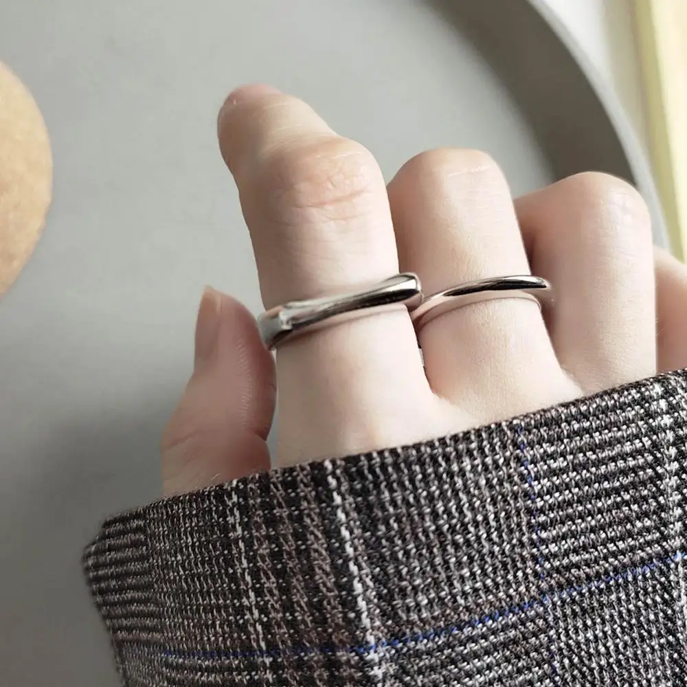 

New Simple Solid 925 Silver Square Circle Knuckle Rings For Women Trendy Geometric Jewelry Holiday Gifts Drop Free