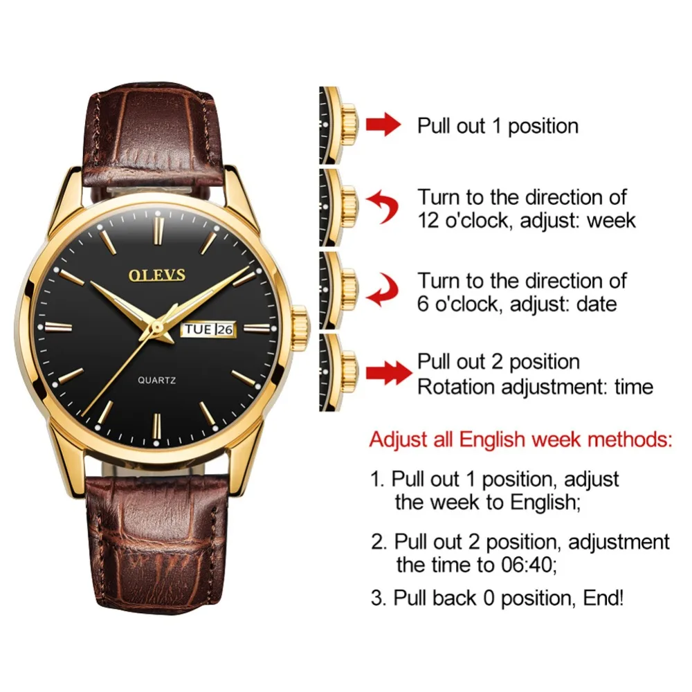 OLEVS мужские часы Топ бренд класса люкс водонепроницаемые 24 часа дата Кварцевые часы золотые мужские кожаные спортивные наручные часы мужские водонепроницаемые часы