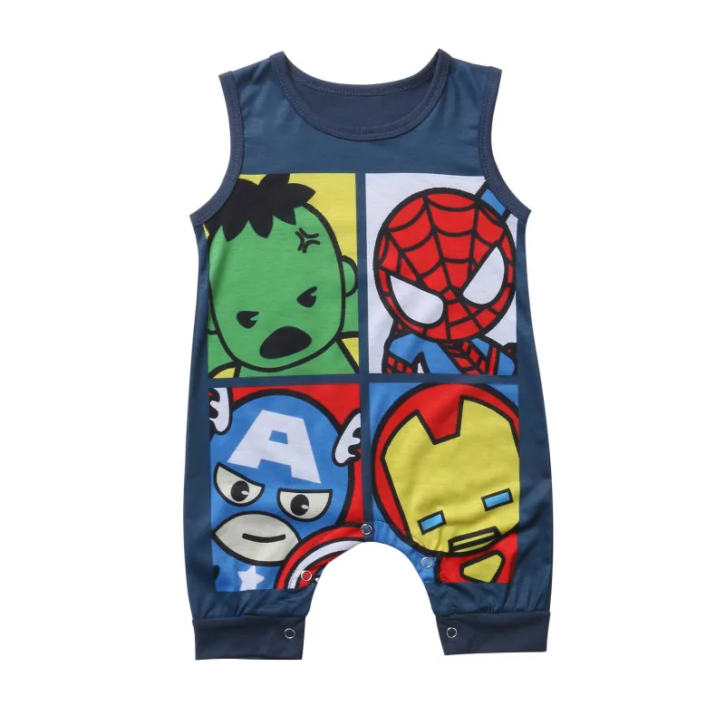 

2017 Summer Cartoon Casual Newborn Infant Baby Boys Girls Print Romper Sleeveless Jumpsuit Clothing Leisure Kids Outfit