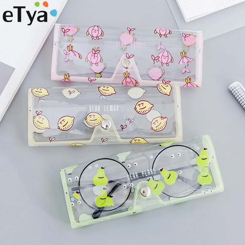 

eTya Cartoon Cute Women Transparent PVC Cosmetic Bag Pencil Case Eye Glasses Box Makeup Pouch Travel Organizer Clear Glasses Bag