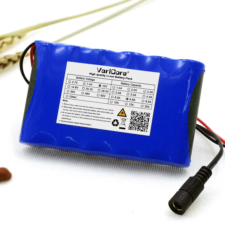

VariCore 12V 6.8Ah Battery 6800mA 18650 + PCB Lithium Battery Protection Board