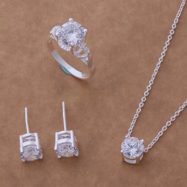 

925 sterling silver Jewelry Sets Earring 183 + Necklace 586 + Ring 083 /bitakaaa ehramyya AS045