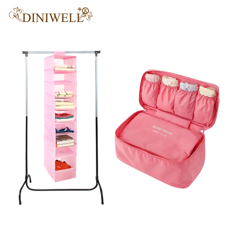 DINIWELL Bra Underwear Storage Bag Travel Organizer Luggage Handbag + 9