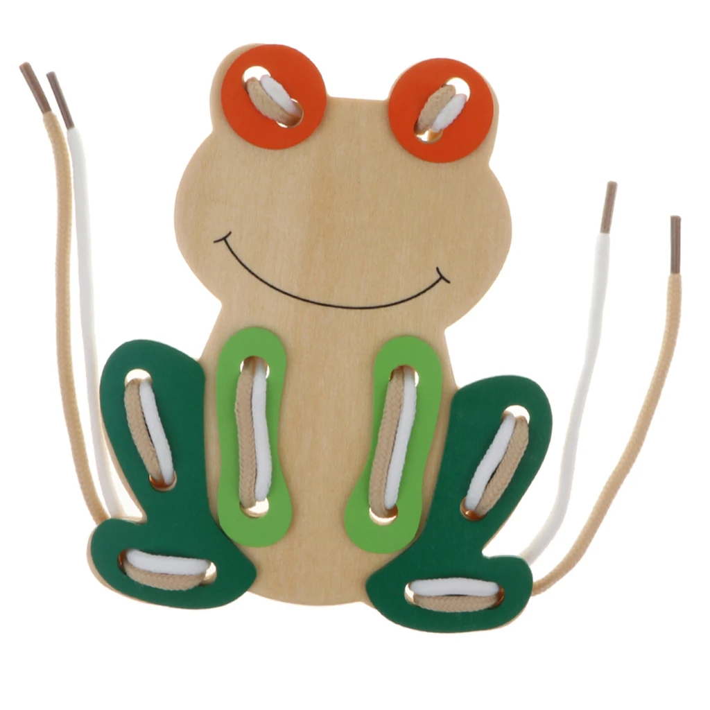 Baby Boys Girls Wooden Threading Board Kids Lacing Toy Early Educational Activity Laces Game Car Kindergarten Montessori Toy
