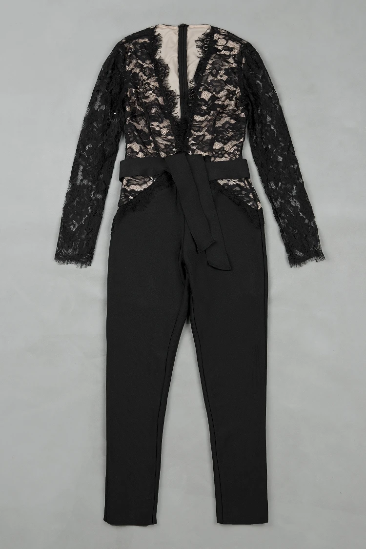 Лидер продаж комбинезон пикантные элегантные полный выдалбливают для женщин спинки кружево ночной клуб знаменитости Bodycon