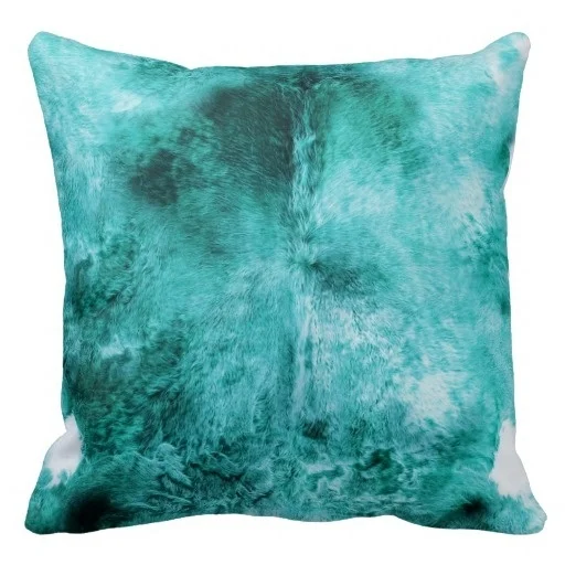 Wet Exotic Turquoise Cowhide Leather Print Pillow Case ...