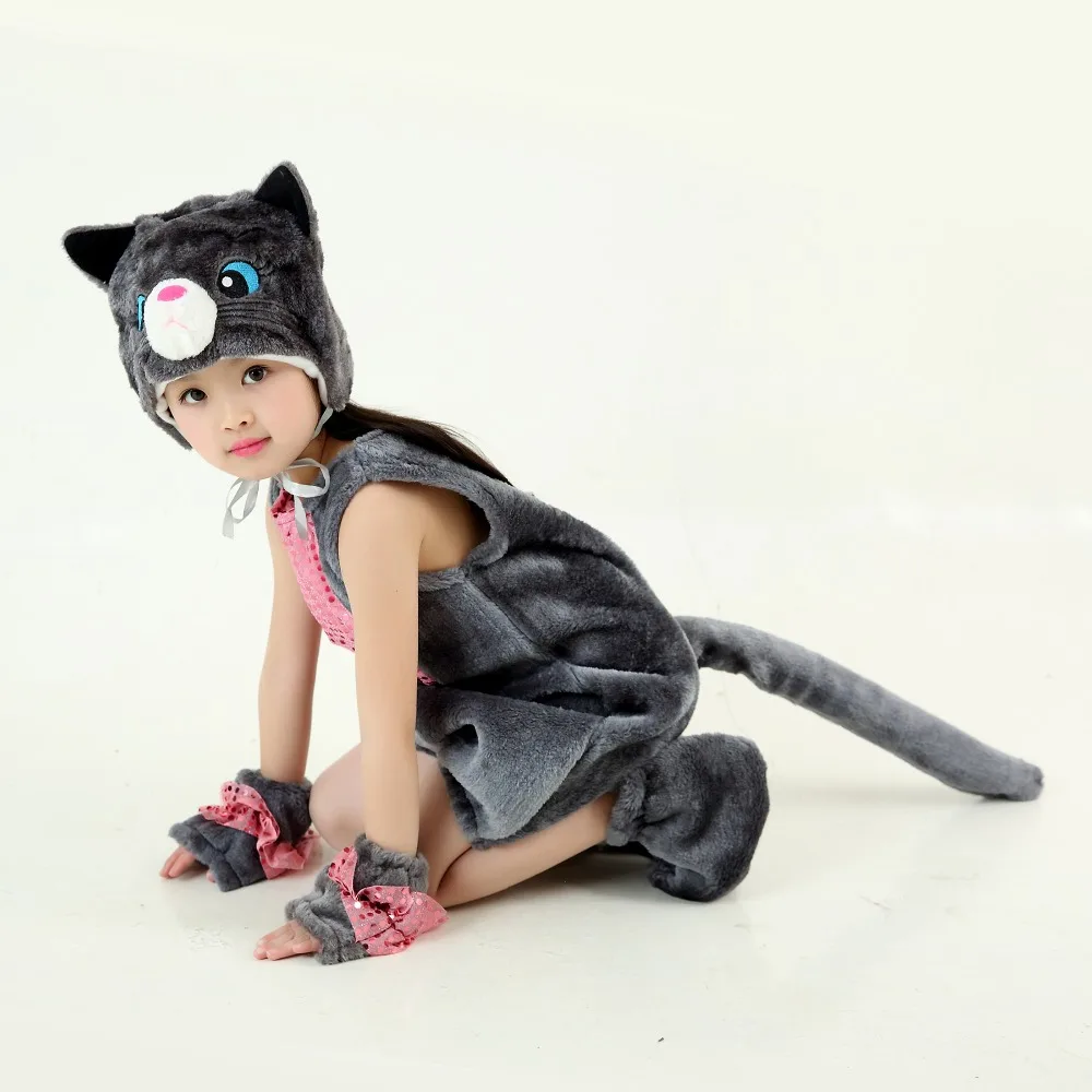 Dreamowl Child Animal Cat Plush School Play Costume Stage Performance Outfit  (17)