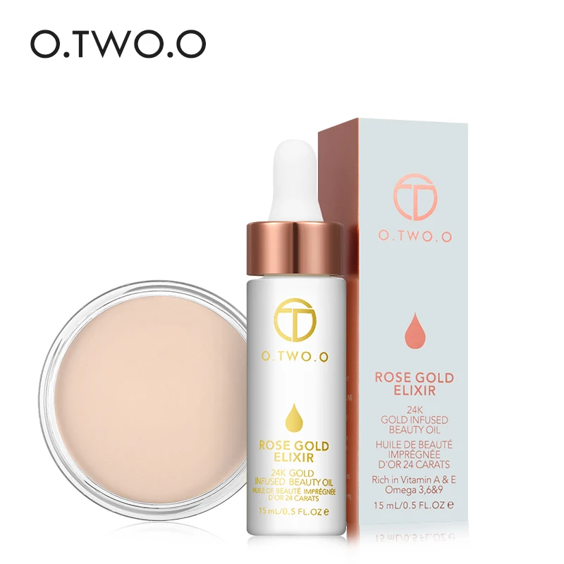 

O.TWO.O 2pcs/set Make Up set Concealer Cream Primer+Make Up Oil 24k Rose Gold Elixir Skin For Face Essential Oil