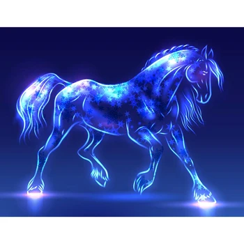 

Full Round Drill 5D DIY Diamond Painting Fluorescent horse 3D Embroidery Cross Stitch Mosaic Rhinestone Home Decor new year gift