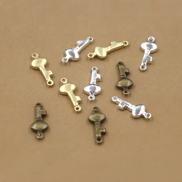 16*6mm Key Shape Connectors Links Charms Blanks DIY Jewelry Accessories