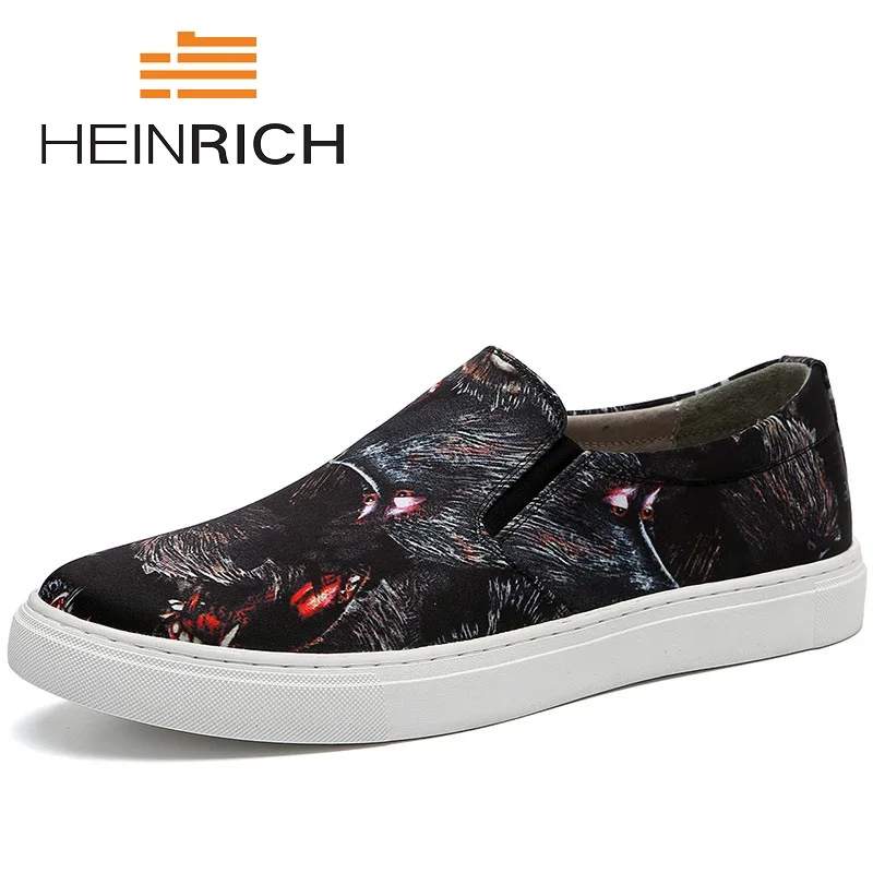 Dedo Zapatilla De Printing Apontado Mocassins Famoso Escritório Clássico Couro Homens Formal Luxo Heinrich 2018 Apartamentos Hombre Vestido Sapatos TtxPwZH