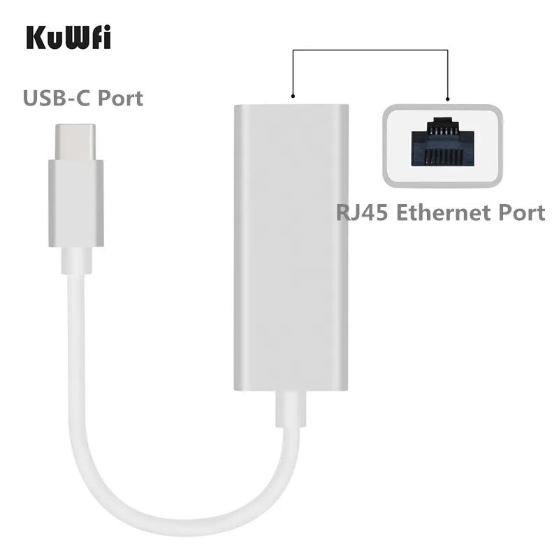 

KuWfi 10/100Mbps Type C RJ45 Lan Adapter USB C Ethernet Adapter USB-C Type-C Network Card USB Ethernet for MacBook