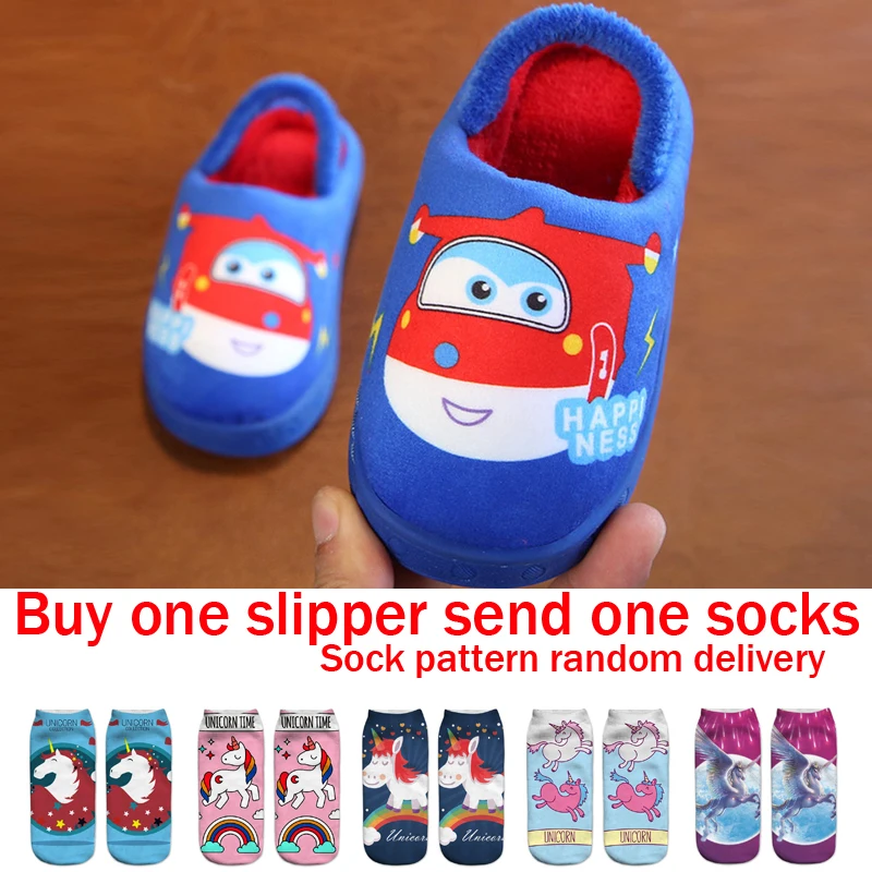 

Aircraft Slippers Boys Fur Slippers Kids Winter Warm Shoes Girls Flip Flops Children Animal Cotton Home Shoes Baby Toddler Shoes