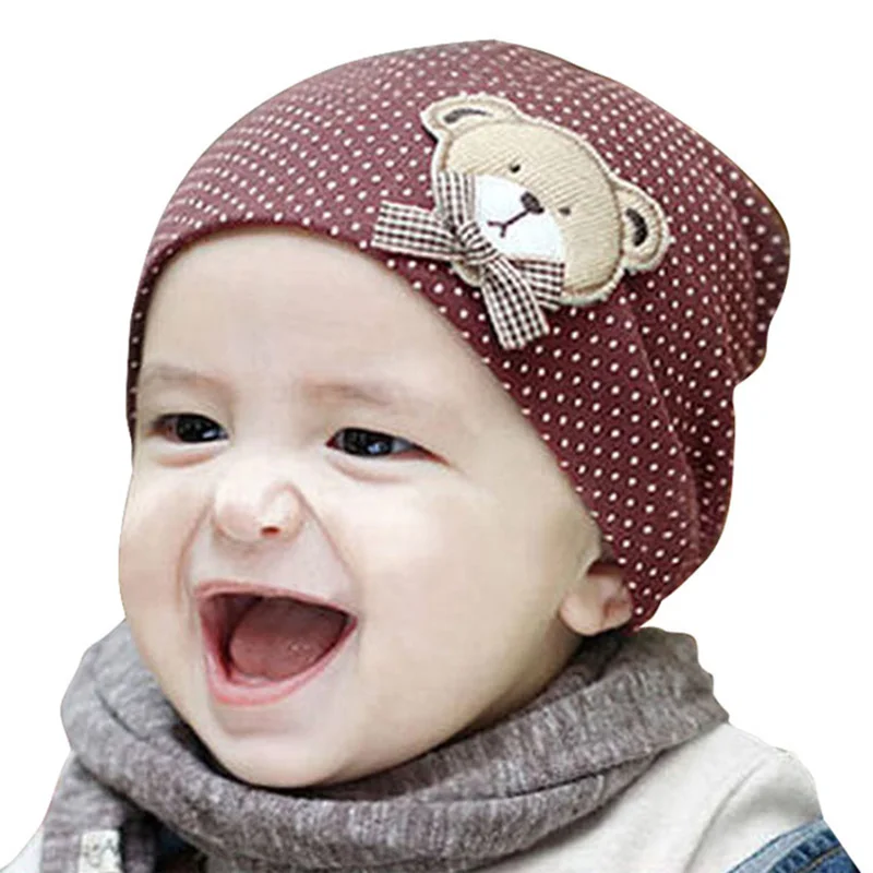 

Hot Newborn Infant Toddler Girl Boy Baby Cap Cute Bear Polka Dot Beanie Cap Cotton Hat 10 Color