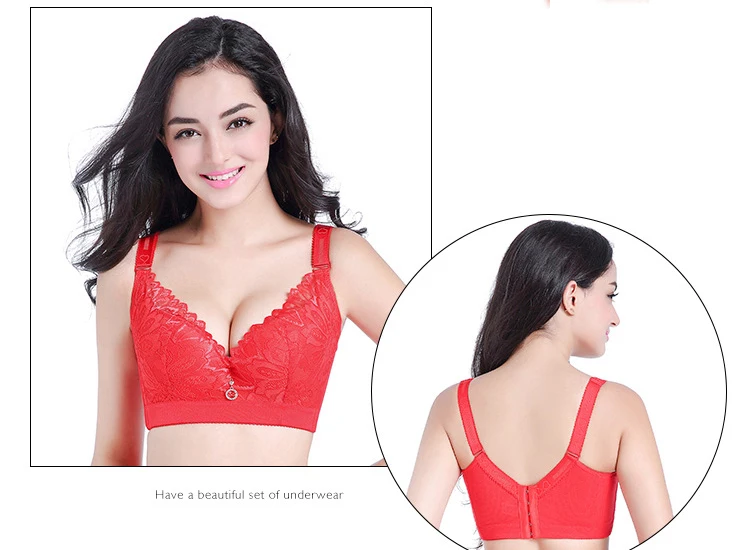 Jerrinut Plus Size Bras For Women Sexy Lace Bra Bralette Underwire Full Cup Super Push Up Brassiere D E cup 5