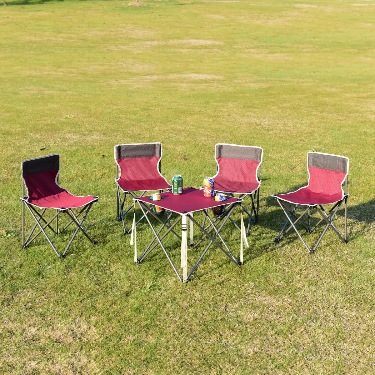 Giantex Portable Outdoor Furniture Set Table 4 Chairs Set Garden Camp Beach Picnic Folding Table Set with Carrying Bag OP3381RE Giantex Portable Outdoor Furniture Set Table 4 Chairs Set Garden Camp Beach Picnic Folding Table Set with Carrying Bag OP3381RE
