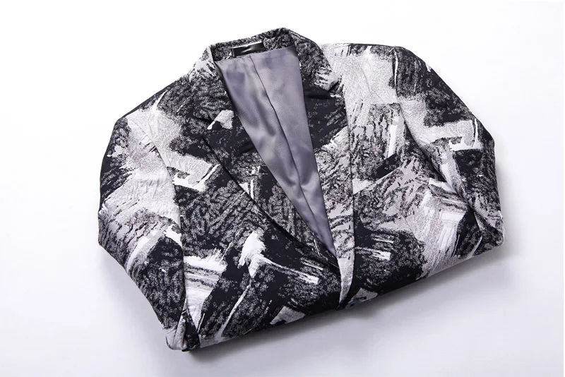 Spring And Autumn Slim British Fashion Printing Youth Men'S Business Casual Suit Jacket Stage Dress Host Annual Meeting Jacket Spring And Autumn Slim British Fashion Printing Youth Men'S Business Casual Suit Jacket Stage Dress Host Annual Meeting Jacket