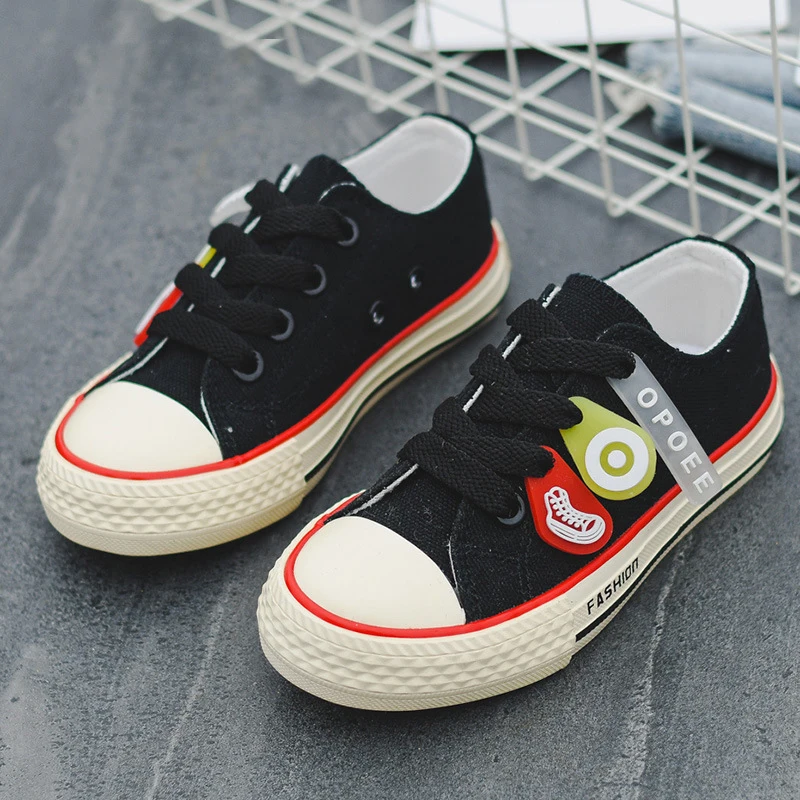 Girl Canvas Shoes Children Boys Sneakers New Arrival Flats Kids School Shoes For Girl Lovely Child Sport Shoes White Black