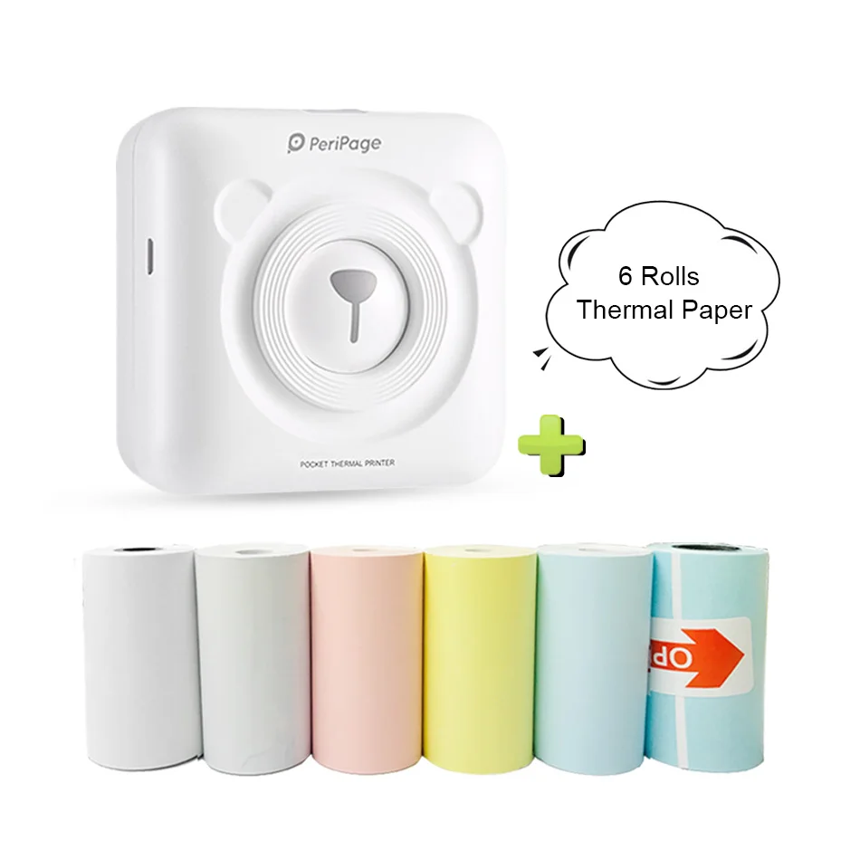 White-6-ROLLS Paper Портативный Термопринтер Bluetooth 58 мм Мини Беспроводной POS Тепловизионный Фото Принтер для Android IOS Мобильный Телефон GZM5804 - Цвет: White-6-ROLLS Paper