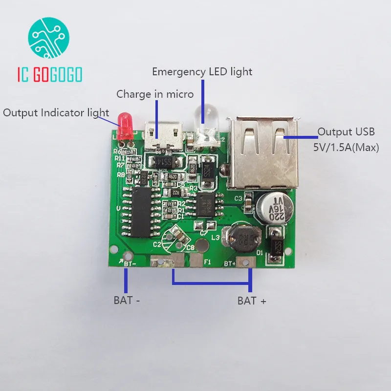 3V To 5V 2A Mobile Power Bank Charger Circuit Board 18650 ...