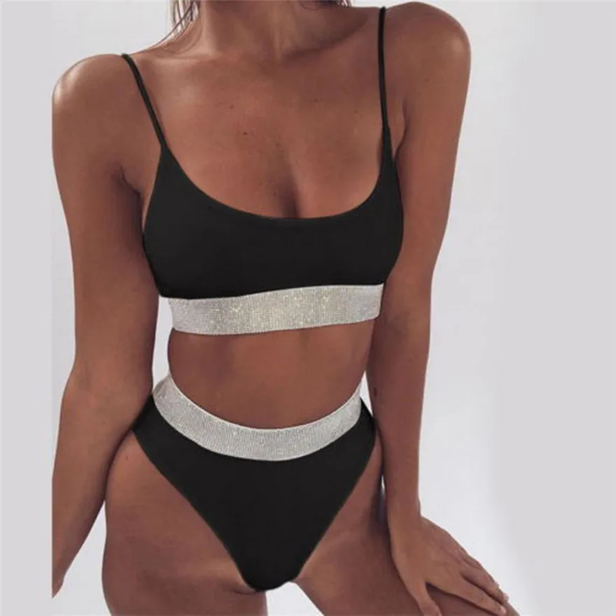 

Women Solid Bikini Set Swimming Two Piece Wire Free With Pad Swimsuits Swimwear Beach Suit #1224 A#487