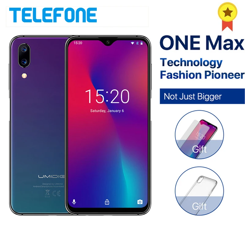 

UMIDIGI One Max 4GB 128GB 6.3"Global Vertion Waterdrop Full-Screen 4150mAh Dual Camera Smartphone NFC Wireless Charging Face ID