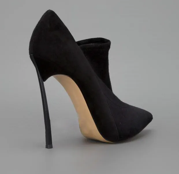 Женские ботинки, женская обувь на высоком каблуке 12 см зимние сапоги на высоком каблуке Женская обувь с острым носком Пикантные женские ботильоны с мехом; Botas Mujer B-0198