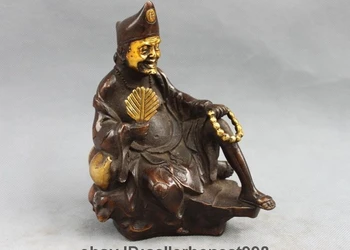 

Chinese China Buddhist Arhat Monk JiGong Bronze Gild Chai Gong Buddha Statue