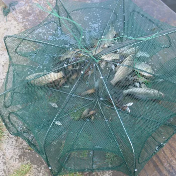 

Folded Hexagon Octagon 6/8/12 Holes Fishing Shrimp Automatic Trap Fishing Net Fish Shrimp Minnow Crab Baits Cast Mesh Trap 2018