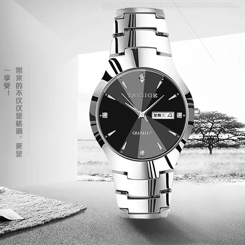 

reloj hombre TOP luxurious Tungsten steel couple watches business custom Simple watch neutral waterproof quartz watch reloj