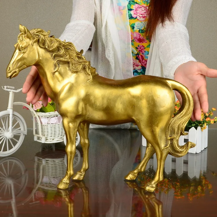

large # GOOD LUCK Golden horse ART # OFFICE HOME efficacious Money Drawing Talisman auspicious fortune horse Brass statue