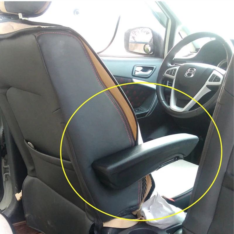 2*Adjustable Armrests Black PU Leather Car Seat Console Arm Rest Part Left Right