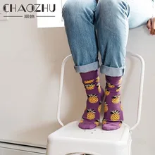 Новинка Мода г. Носки для девочек Для женщин вишня/ананас/грейпфрут жаккардовая унисекс экипажа Happy Носки для девочек Calcetines Для женщин/Для мужчин