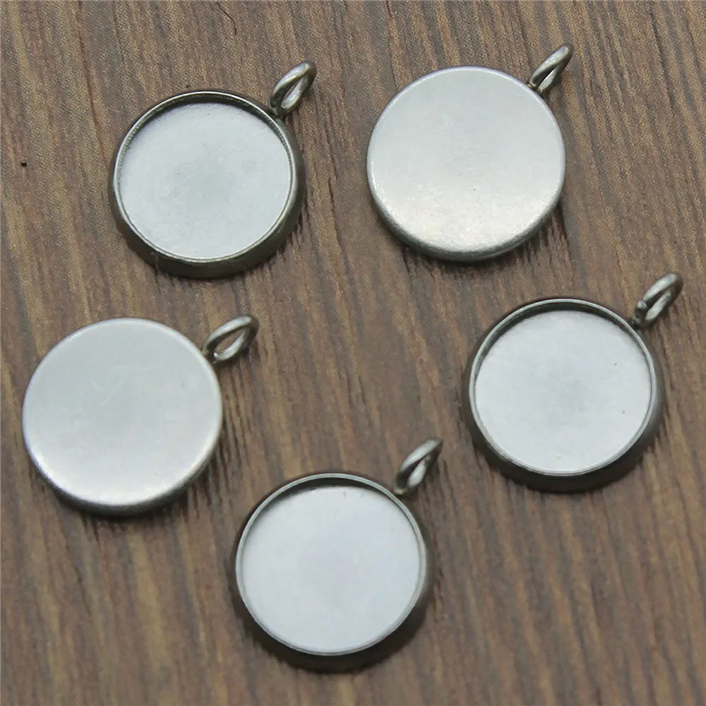 12pcs 12mm Charm Hollow Round Pendant Base Setting Cabochon Pendant Blank Trays