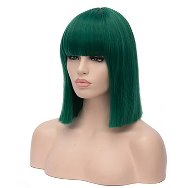 HAIRJOY полный челка средней длины Bobo стиль женщина синтетические волосы парик высокая температура волокно 10 цветов доступны