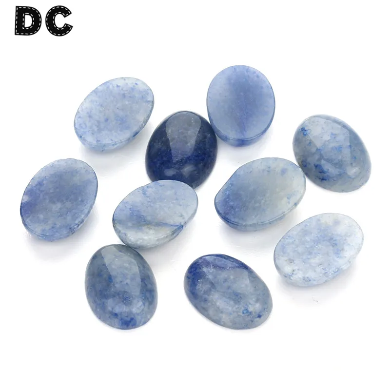 

DC 10pcs/lot Blue Aventurine Natural Stone Cabochon Beads 10*14mm for DIY Handmade Necklace Bracelet Setting Findings F5030