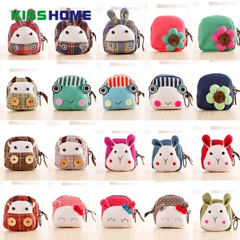 

Mini Cute Cartoon Animals Flower Coin Purse Children Student Canvas Wallet with Key Ring Hang Rope Women Travel Protable Bags