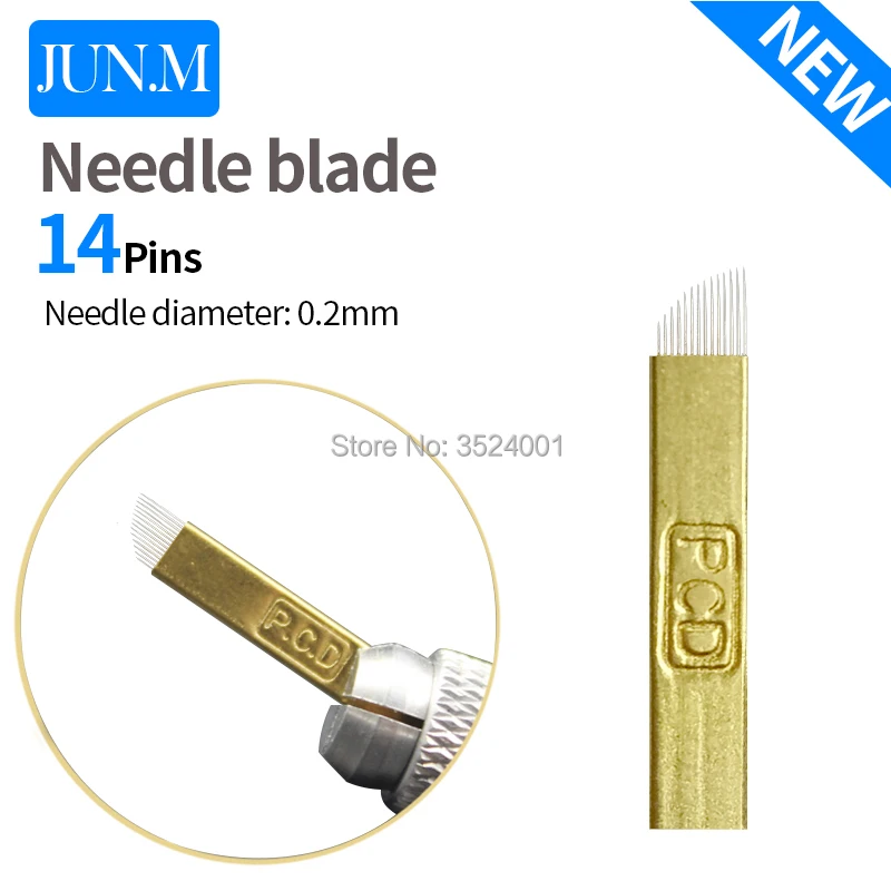 

50 PCS Copper PCD Permanent Eyebrow Makeup Manual Tattoo Bevel Blades 14 Needles C0
