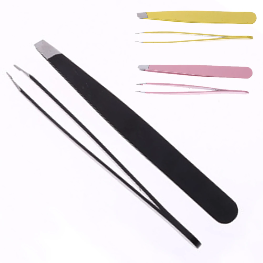 Eyebrow Tweezer Simple Home Non Slip Tools Clips Professional Makeup Small Thicken Slanted Mouth Removal Stainless Steel Hair