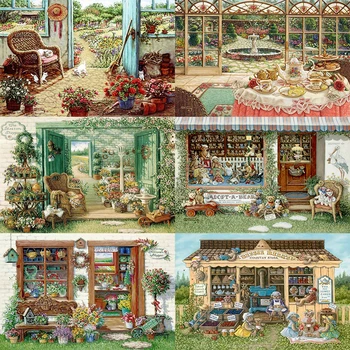 

RS1608 DIY The yard 5D diamond embroidery diamond painting cross stitch needlework diamond mosaic kit full square home decor