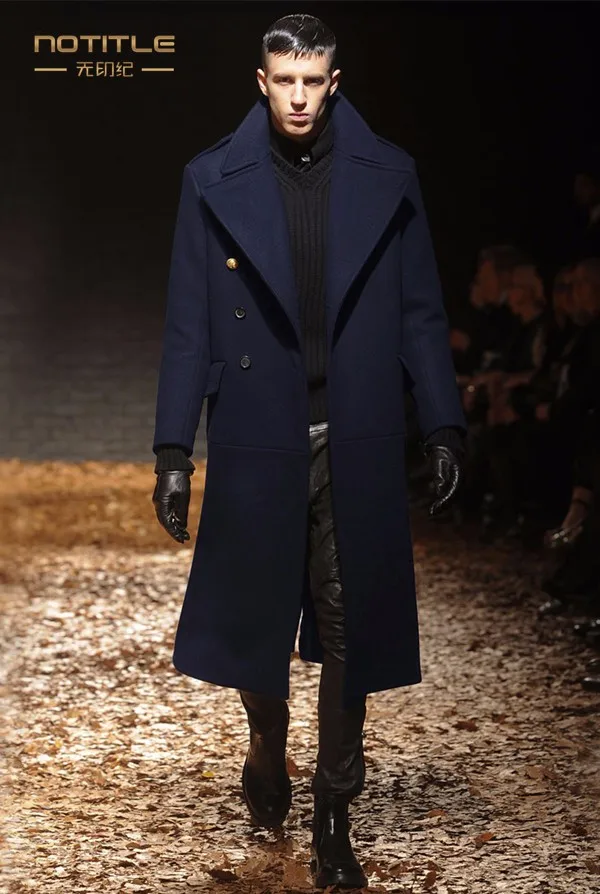 S-XXXL! Зимняя мужская одежда коммерческое шерстяное пальто Верхняя одежда ультра длинный абзац мужской черный кашемировый шерстяной Тренч