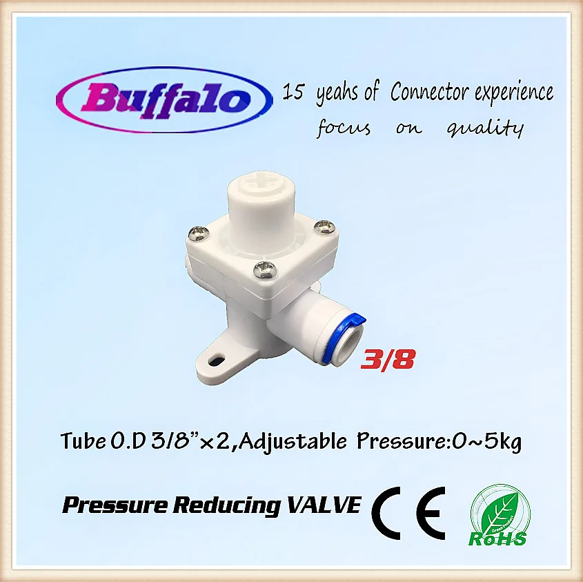 

500PCS 3/8" OD Tube Quick Pushfit Pressure Reducing Regulator Filter Valve For RO Water connect Reverse Osmosis Aquarium System