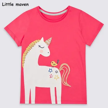 

Little maven children clothes 2018 summer baby girls clothes short sleeve tee tops unicorn print Cotton brand t shirt 50961