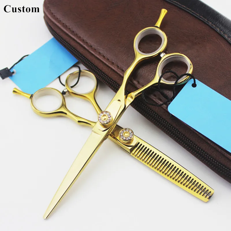 Custom name japan steel 5.5 / 6 inch hair scissors cutting makas barber hair salon scissor