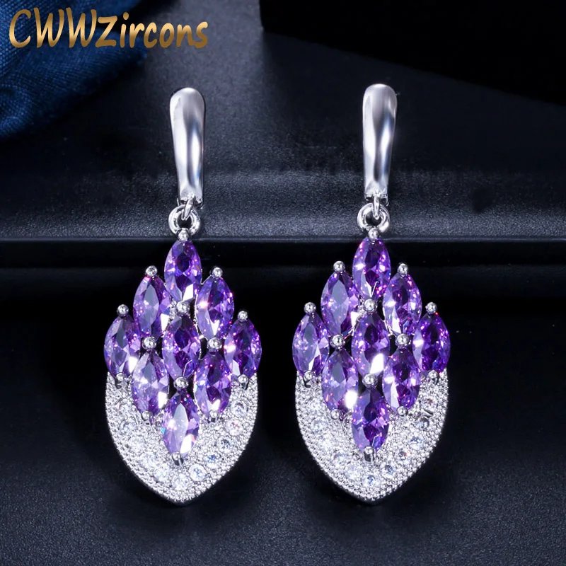 Cwwzircon винтажный якорь форма висячий капля длинный CZ красный цвет для женщин