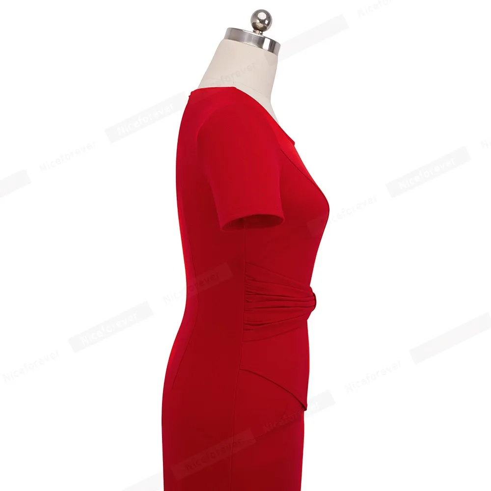 Хорошее-forever винтажное однотонное шикарное платье с рюшами и бантом для работы на молнии vestidos бодикон офисное деловое облегающее женское платье B426