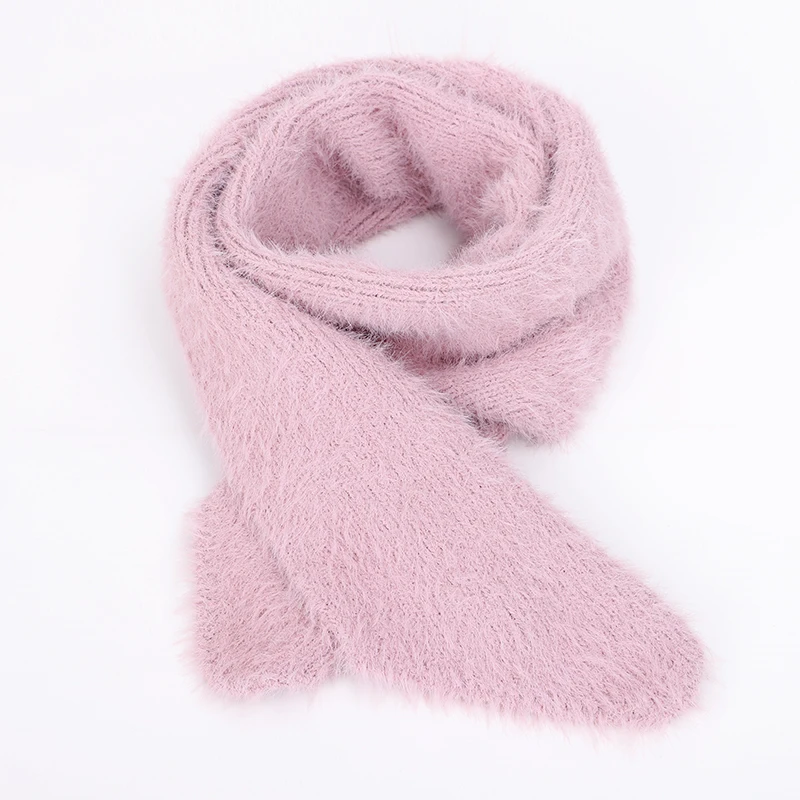 New Angora Mountain Wool Knit Scarf Autumn Winter Children's Solid Color Scarves Boy Girl Soft Baby Luxury Wraps Kids Cape